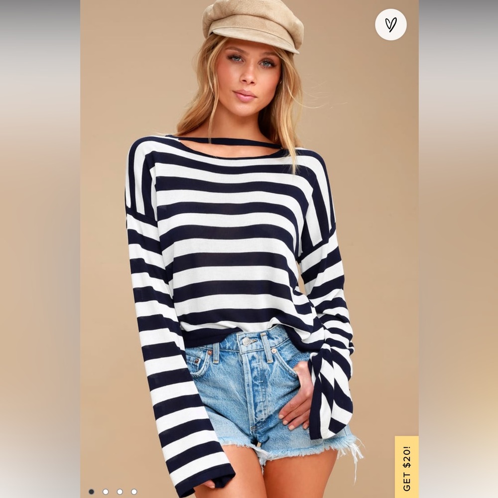 Lulus Navy and Blue Striped Sweater